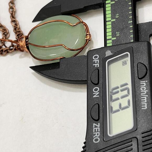 Handmade Green Aventurine Necklace with Copper Wire Wrapped Wrap Pendant - Picture 3 of 3